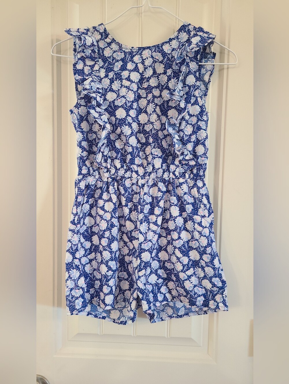 Japna Girls Blue and White Floral Girls Romper Size 12
